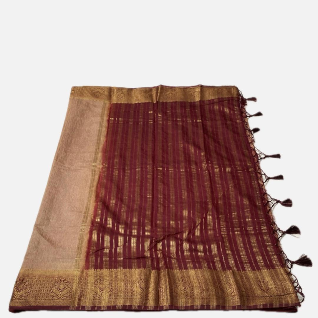semi Jute Saree in Cream