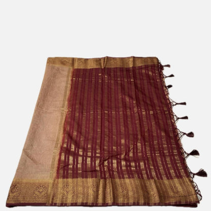 semi Jute Saree in Cream