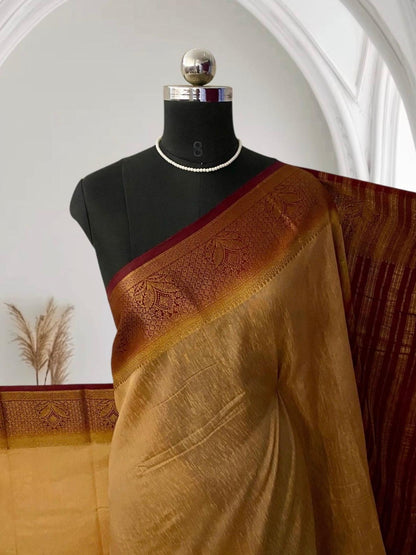 semi Jute Saree in Cream