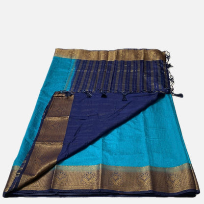 semi Jute Saree in Blue