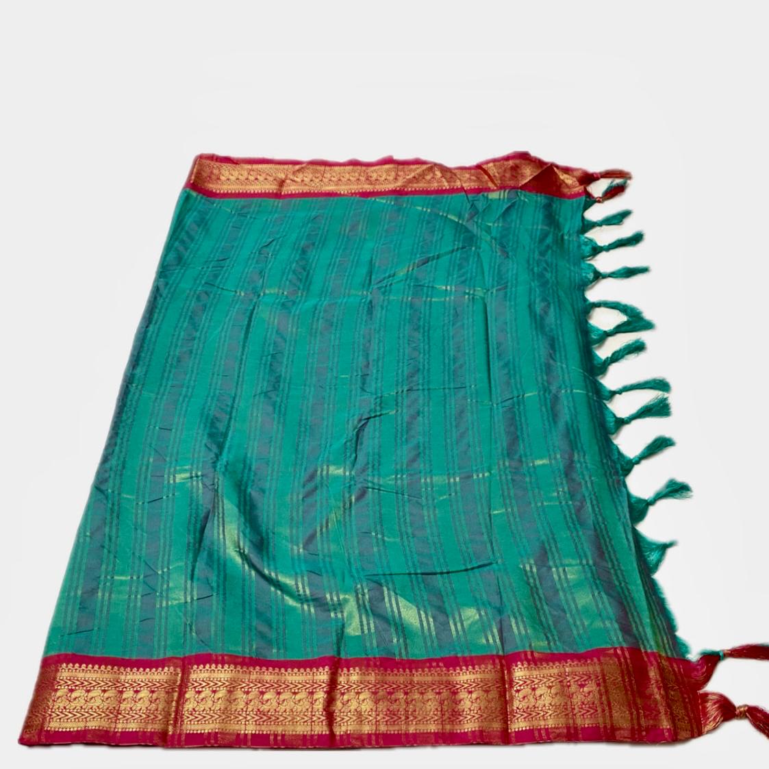 Kalki Pattu Saree in Peacock