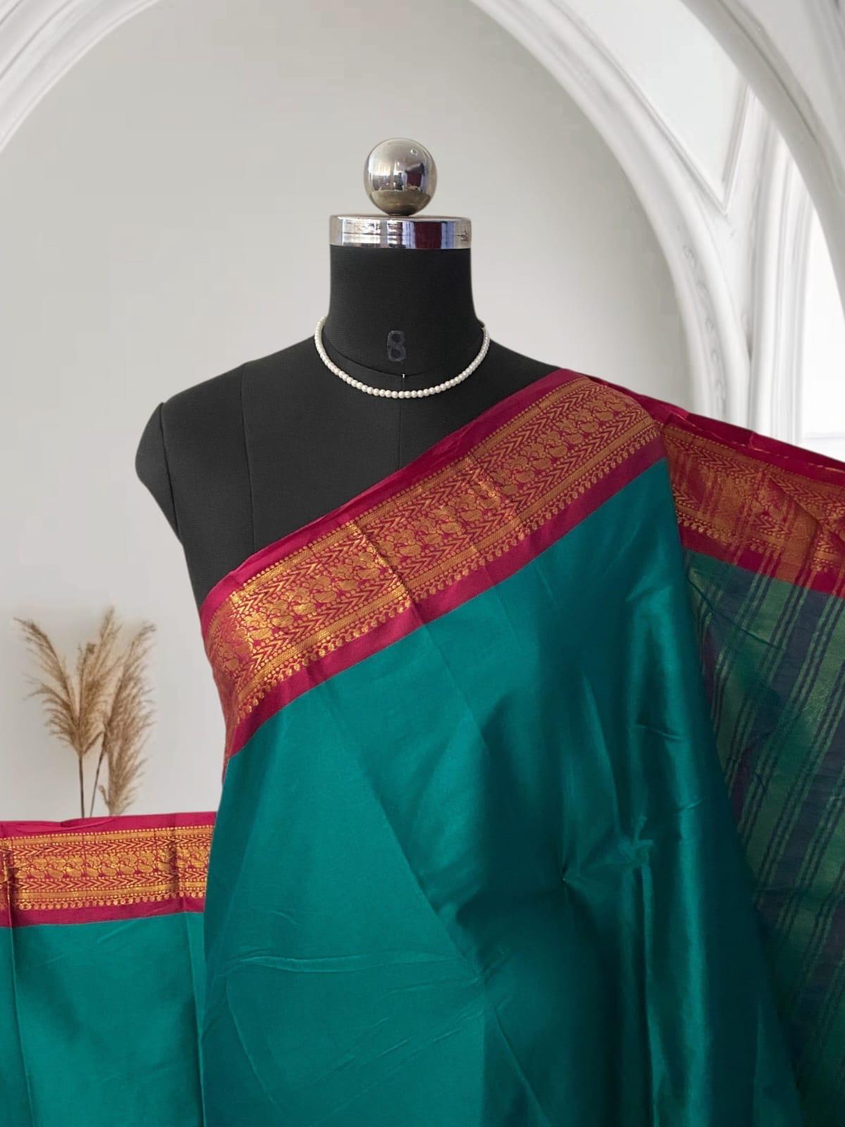 Kalki Pattu Saree in Peacock