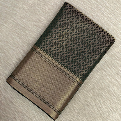 Thrisha wedding Silk Saree in Dark Green