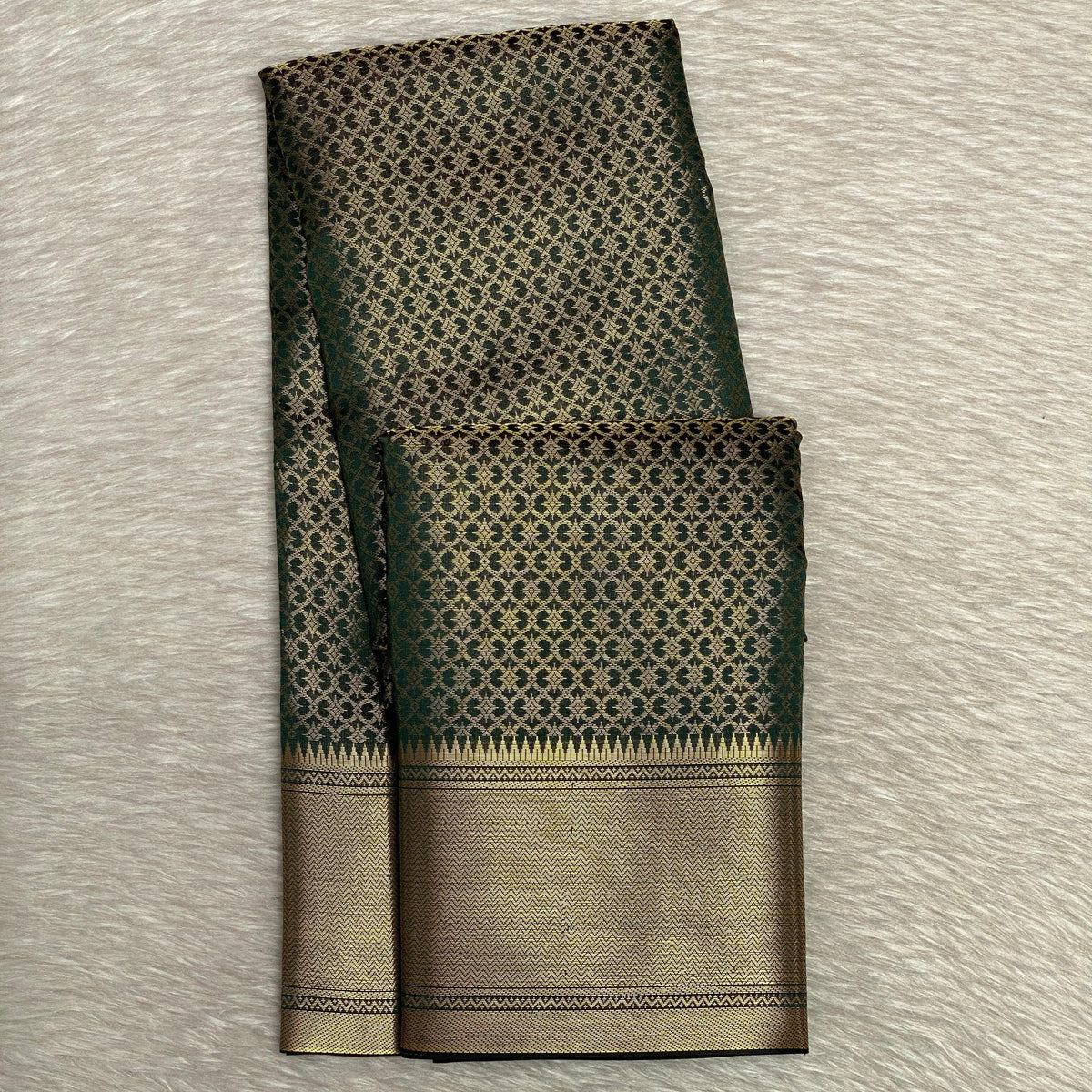Thrisha wedding Silk Saree in Dark Green