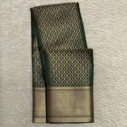 Thrisha wedding Silk Saree in Dark Green