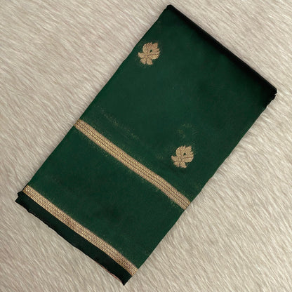 Aathmika Green Silk Saree with Golden Border Kara