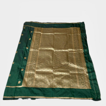 Aathmika Green Silk Saree with Golden Border Kara