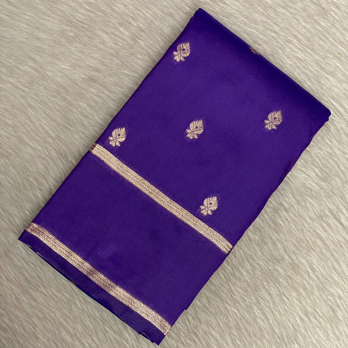 Aathmika Violet Silk Saree with Golden Border kara