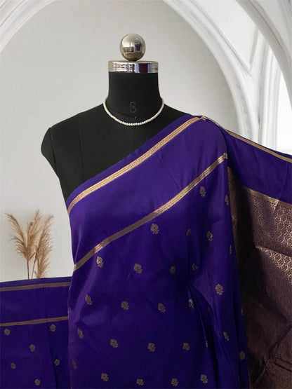 Aathmika Violet Silk Saree with Golden Border kara