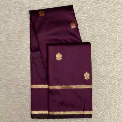 Aathmika Purple Silk Saree with Golden Border Kara