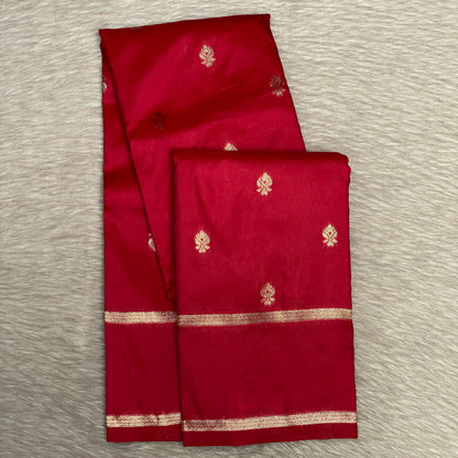 Aathmika Red Silk Saree with Golden Border Kara