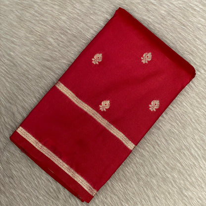 Aathmika Red Silk Saree with Golden Border Kara
