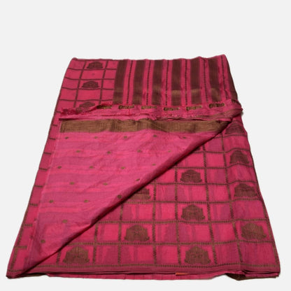 Mrinalini Pink Banarasi Silk Saree with Antique Gold Zari Grid