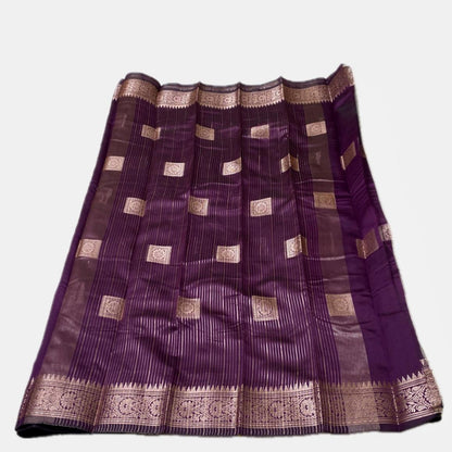 Seetha Soft Silk Saree with Square Design Violet