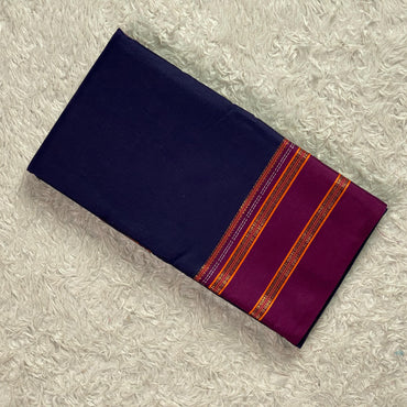 Polycotton double line Border Saree Violet