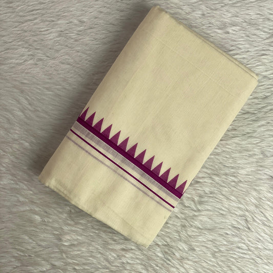 Kerala Style Temple Triangle Pattern Set Mund Violet
