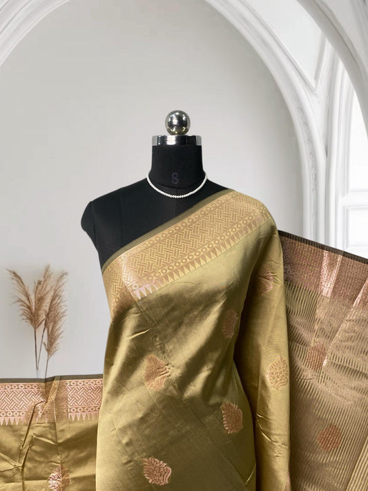 Soft Silk Saree with Floral Print Pastel Shade