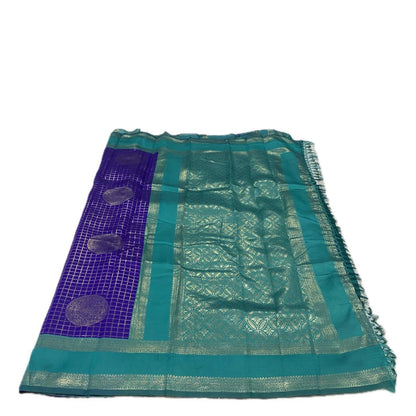 Thrithya Gaddu Silk Checks Saree Violet
