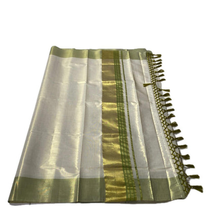 Karthika Light Green with Gold Zari Set Saree