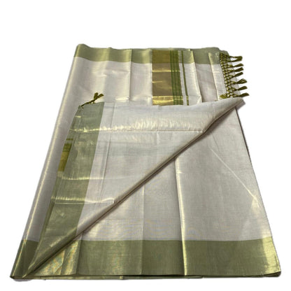 Karthika Light Green with Gold Zari Set Saree