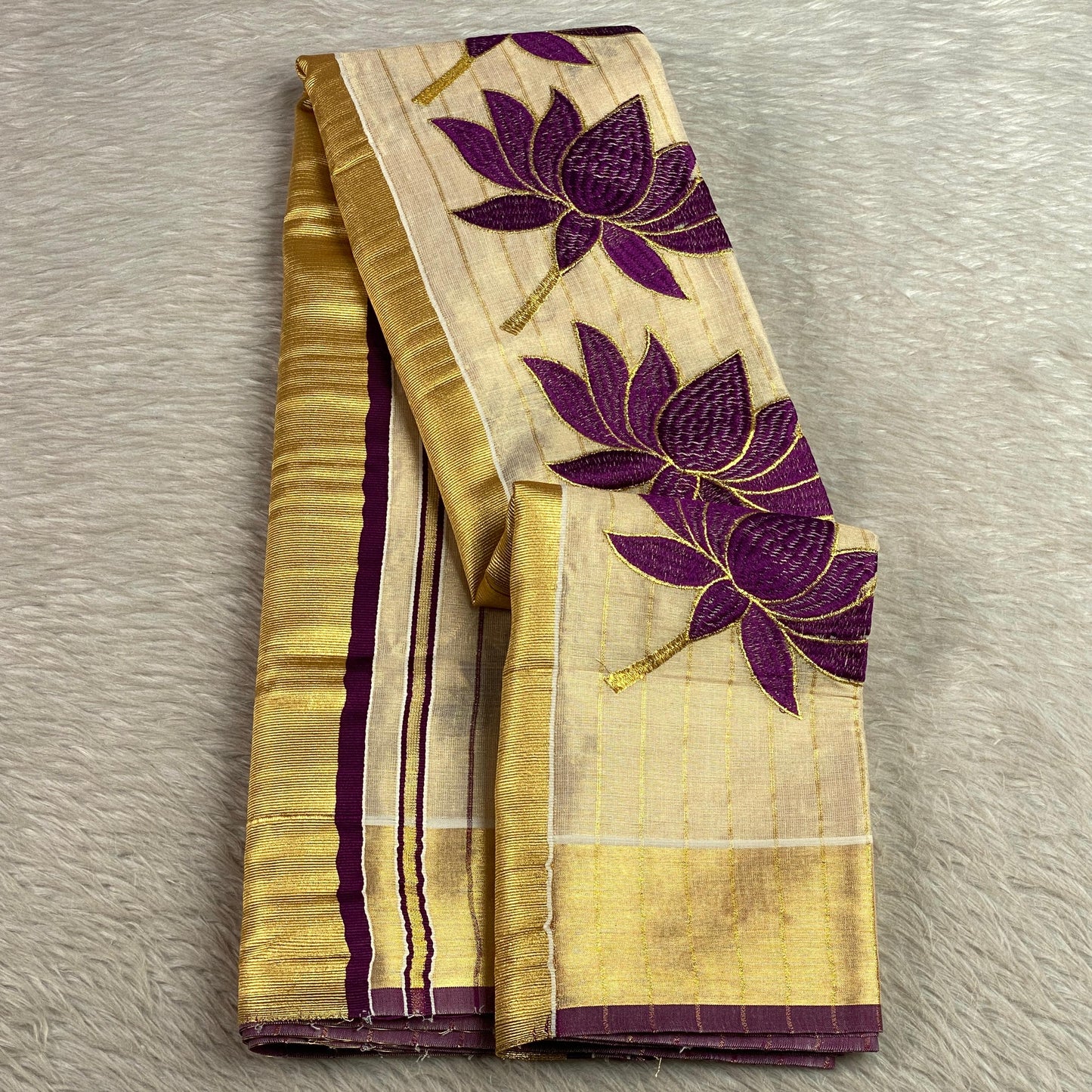 Padmapriya Lotus Kerala Tissue Saree Purple