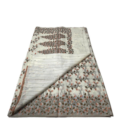 Ithal Chander Silk Flora Collection Saree Orange