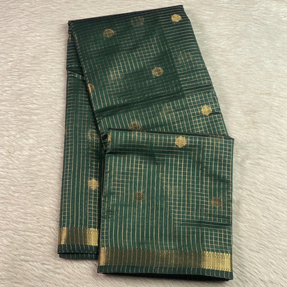 Chandana Green Checks with Butta Chanderi Silk Saree