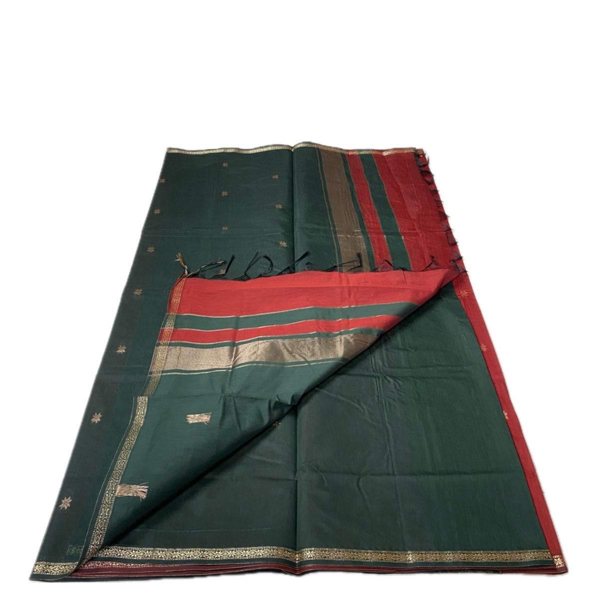 Maheshwari Cotton Red with Green Border