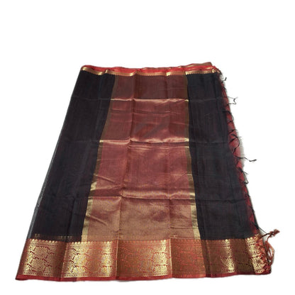 Janvi Semi Linen Saree with Kasavu Border Blue