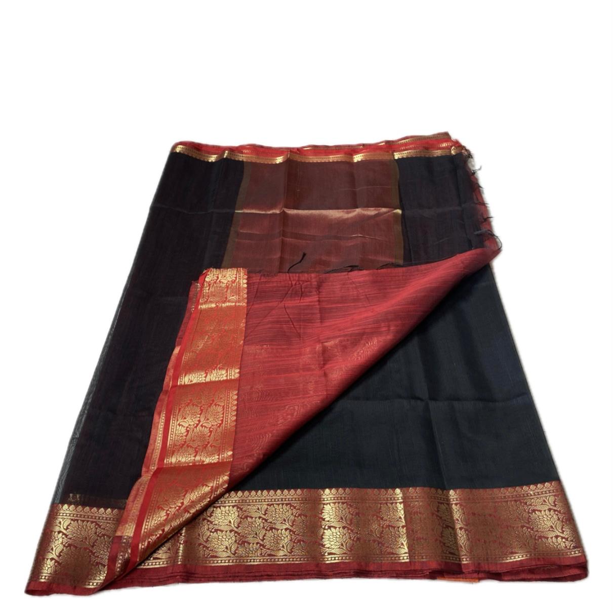 Janvi Semi Linen Saree with Kasavu Border Blue
