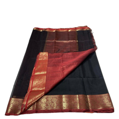 Janvi Semi Linen Saree with Kasavu Border Blue