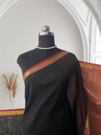 Janvi Semi Linen Saree with Kasavu Border Blue
