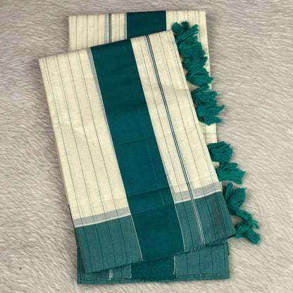 Pure Cotton Kerala Set Green