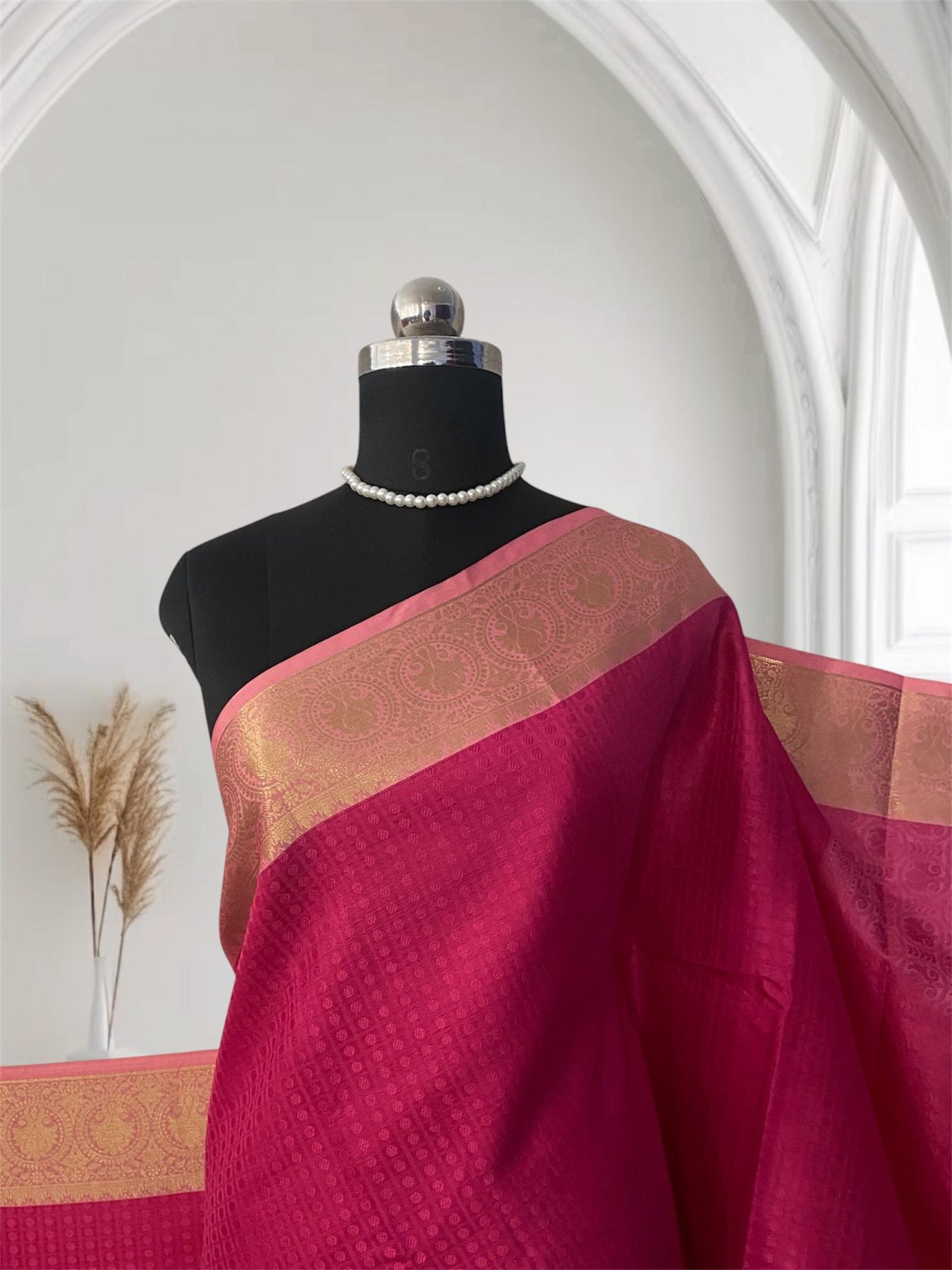 Devanshi – Premium Pink Silk Saree with Rich Pastel Pink Zari Border