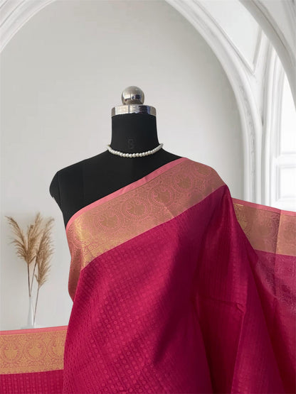 Devanshi – Premium Pink Silk Saree with Rich Pastel Pink Zari Border