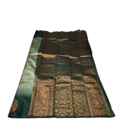 Kaveri Traditional Dual-Shade Silk Saree with Zari Border Green