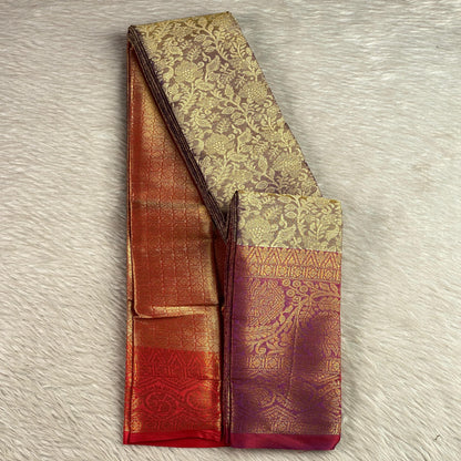 Panchali  Warm Golden Glow Brocade Semi Silk saree in Violet