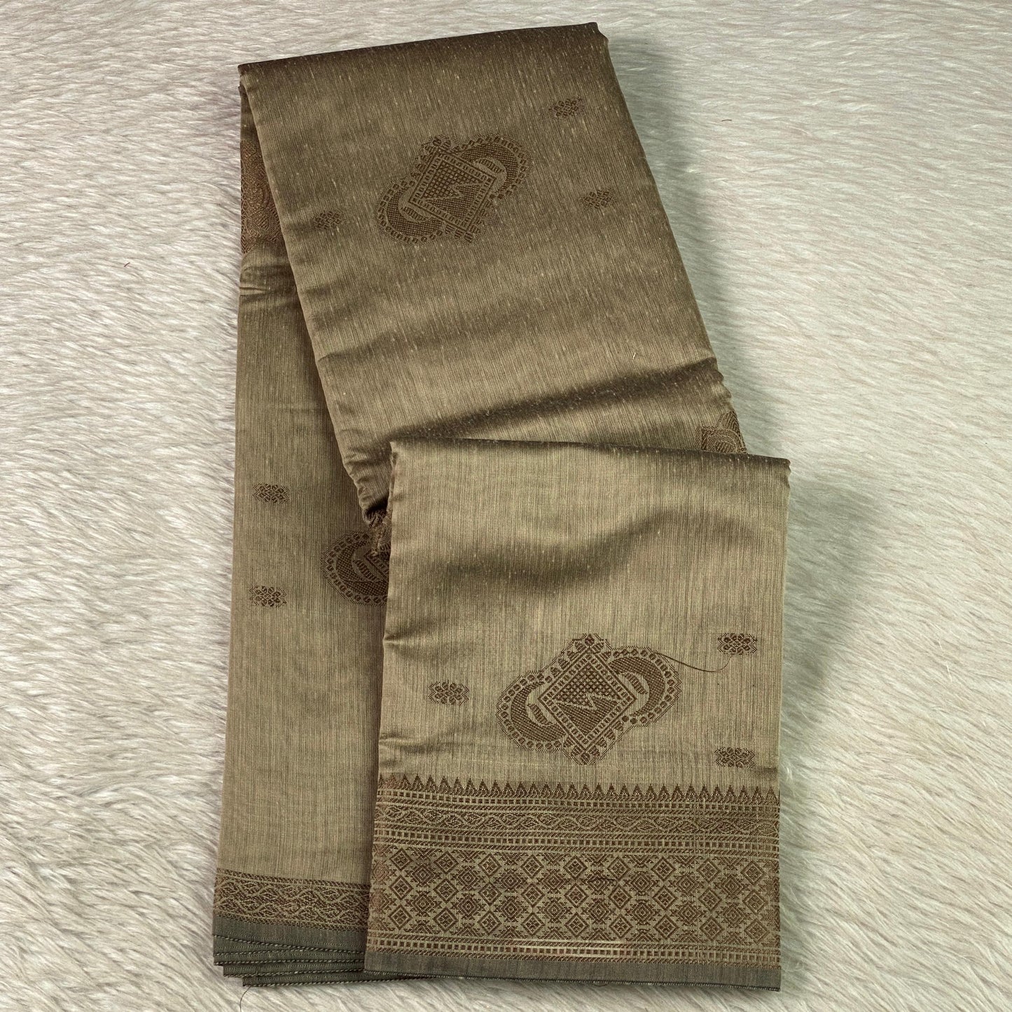 Cotton Floral Print Saree Grey