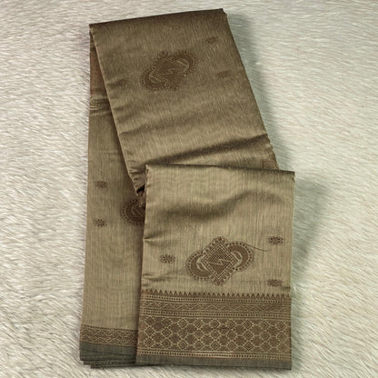 Cotton Floral Print Saree Grey