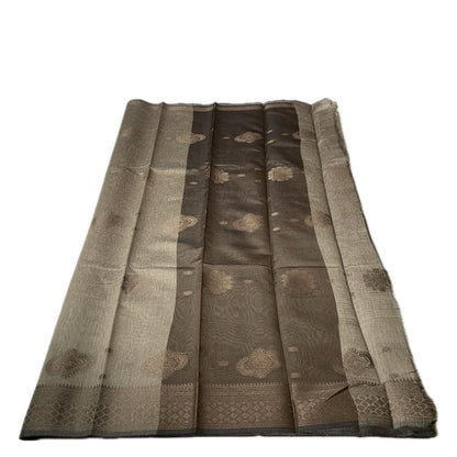 Cotton Floral Print Saree Grey
