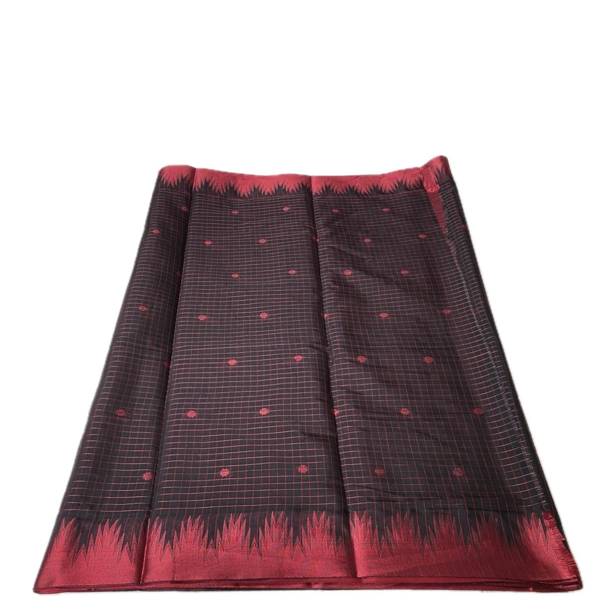Karthu Midnight Grid Cotton Saree
