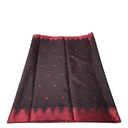 Karthu Midnight Grid Cotton Saree