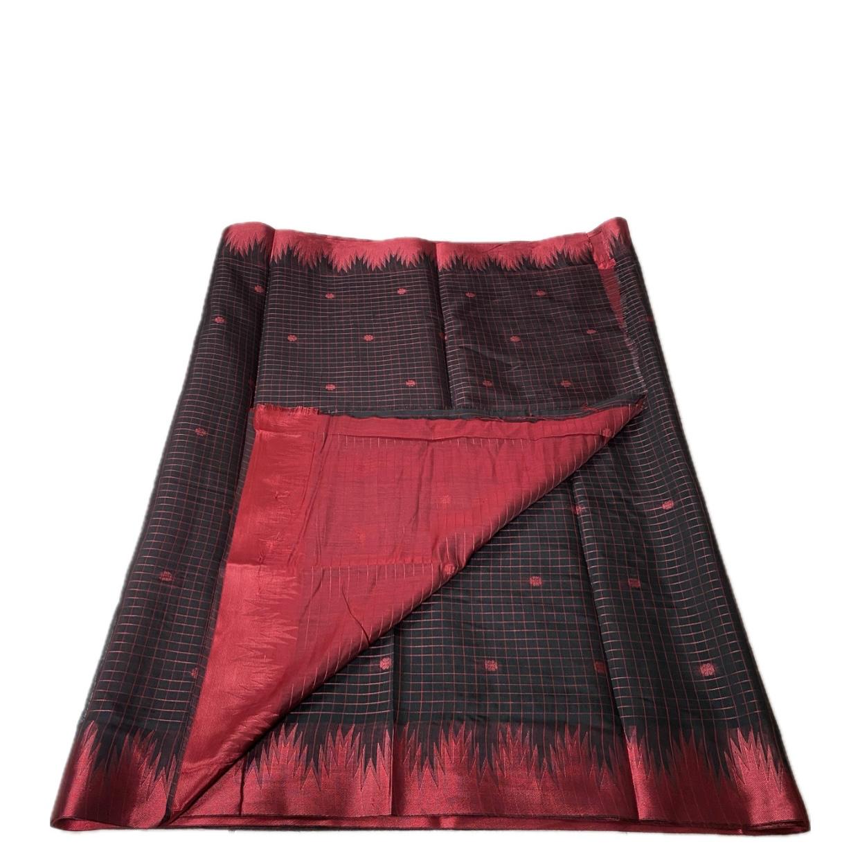 Karthu Midnight Grid Cotton Saree
