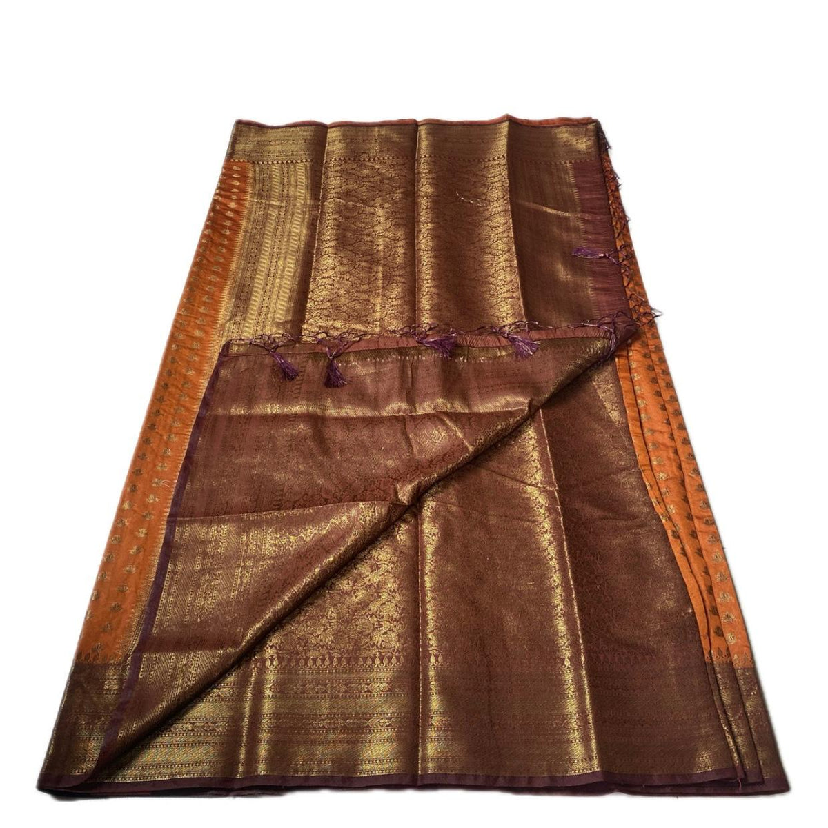 Aami  Georgette Banarasi Saree with Classic Butta Saree Orange