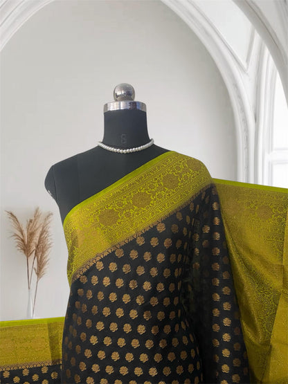 Aami  Georgette Banarasi Saree with Classic Butta Saree Black
