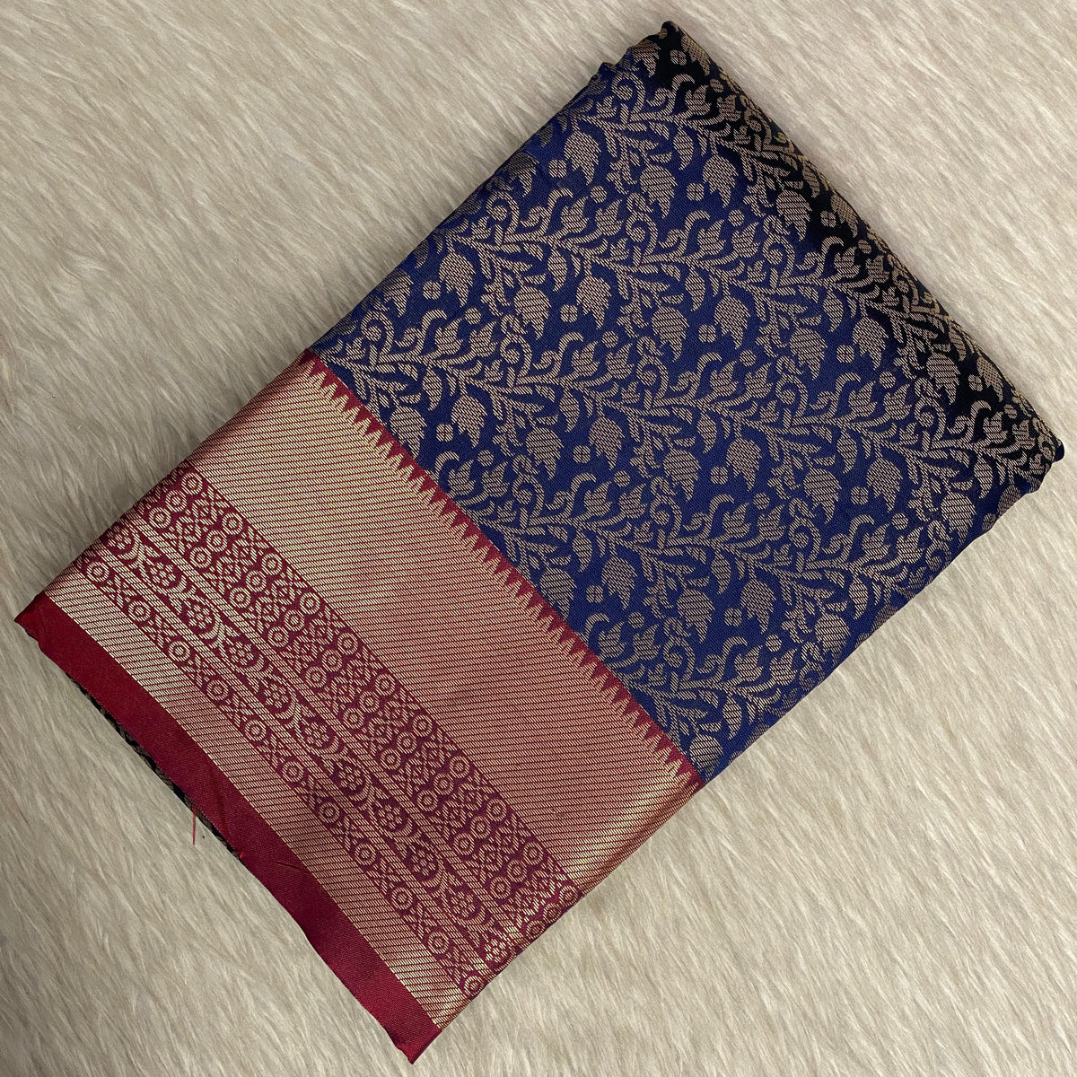 Semi Silk Saree in Blue (Wedding Collection)