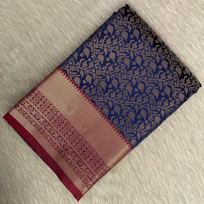 Semi Silk Saree in Blue (Wedding Collection)