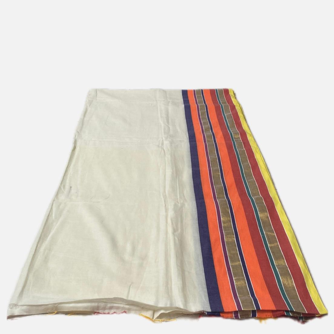 Vibrant Multi-Color Striped Design Mul Cotton Saree