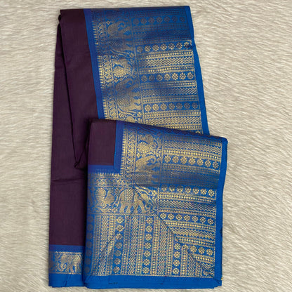 Kanchi Cotton Saree in Purple