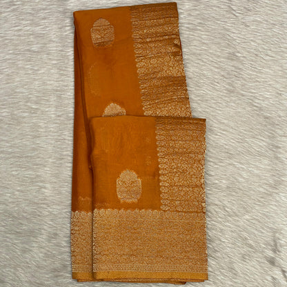 Smrithy Viscose Georgette Saree with Floral design Mustard